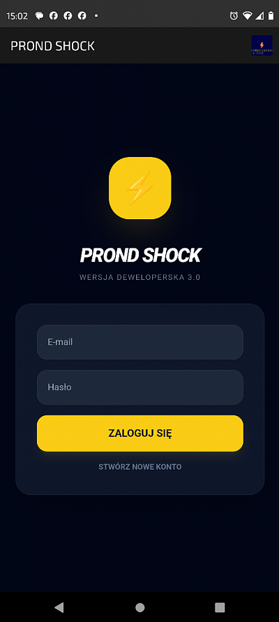 Screen z aplikacji PROND SHOCK